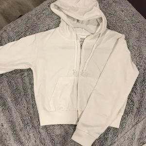 White zip up hoodie